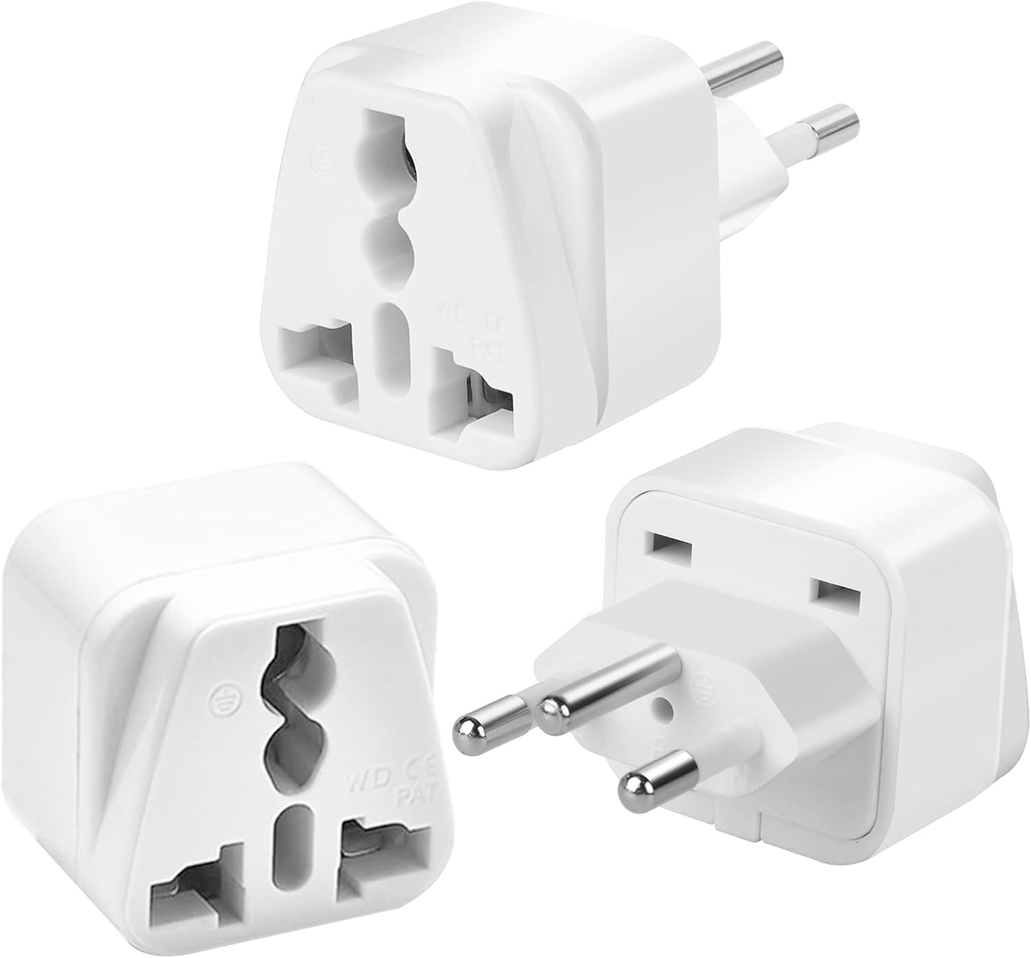3-Pack UK to Switzerland Plug Adapters, Switzerland Swiss Plug Adaptor, Swiss Travel Adapter 3 Pin Grounded International Universal for Swiss, Jordan, Liechtenstein, Madagascar, Rwanda (Type J-White)