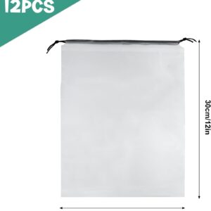 12 Pcs Shoe Bags for Travel PLULON Clear Drawstring Travel Shoe Bags for Packing Waterproof Dustproof Shoes Organizer Pouch Travel Accessories Shoe Storage Bag for Women Men Portable Travel Essentials