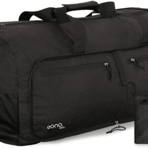 Eono 90L Foldable Travel Duffle Bag Hold All Travel Luggage Bag Holiday Bag with Multi-Pockets for Women Men (Black)