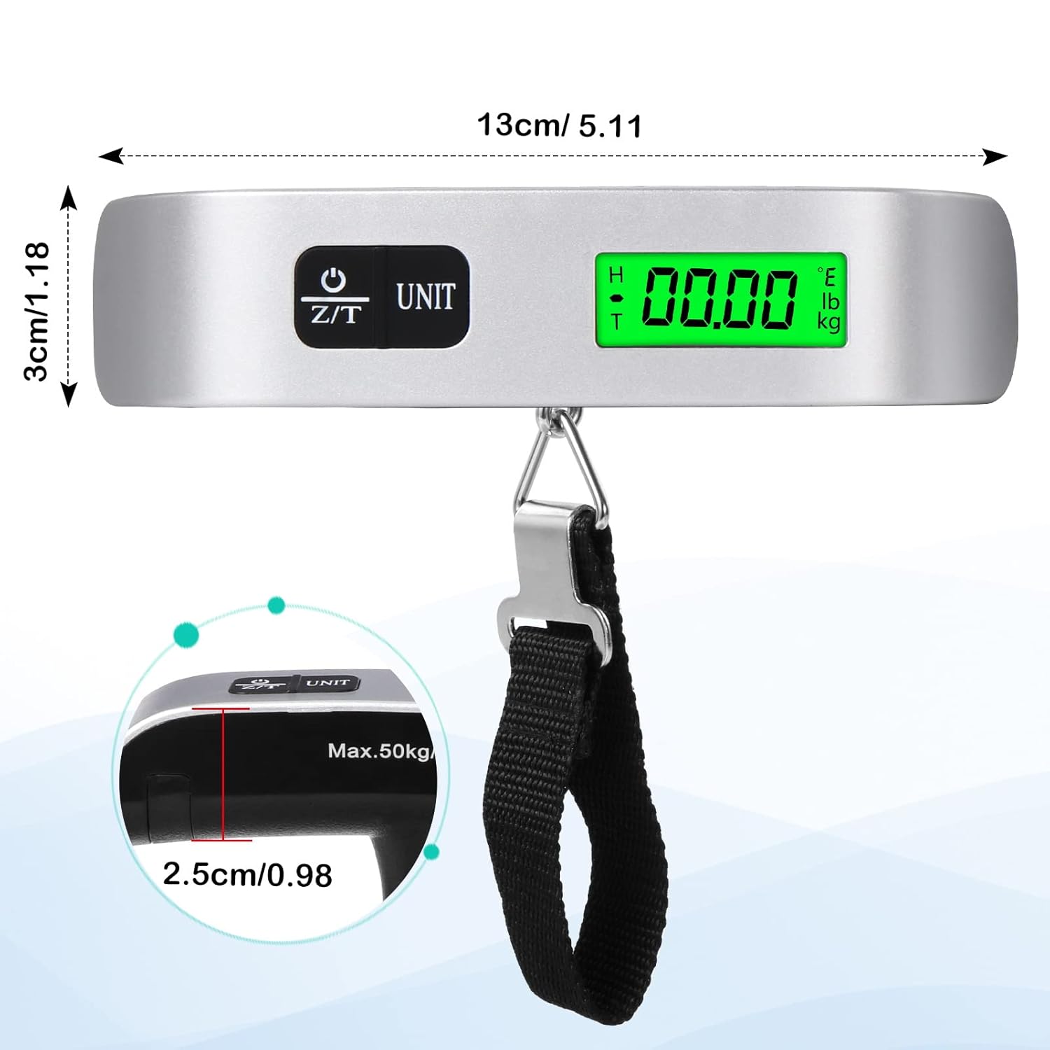 Blendura Digital Luggage Scale, Portable Luggage Weight Scale, Hanging Suitcase Weigher for Travel, Suitcase Scale with Temperature Measurement Function 110 lb/ 50KG Capacity - Image 7