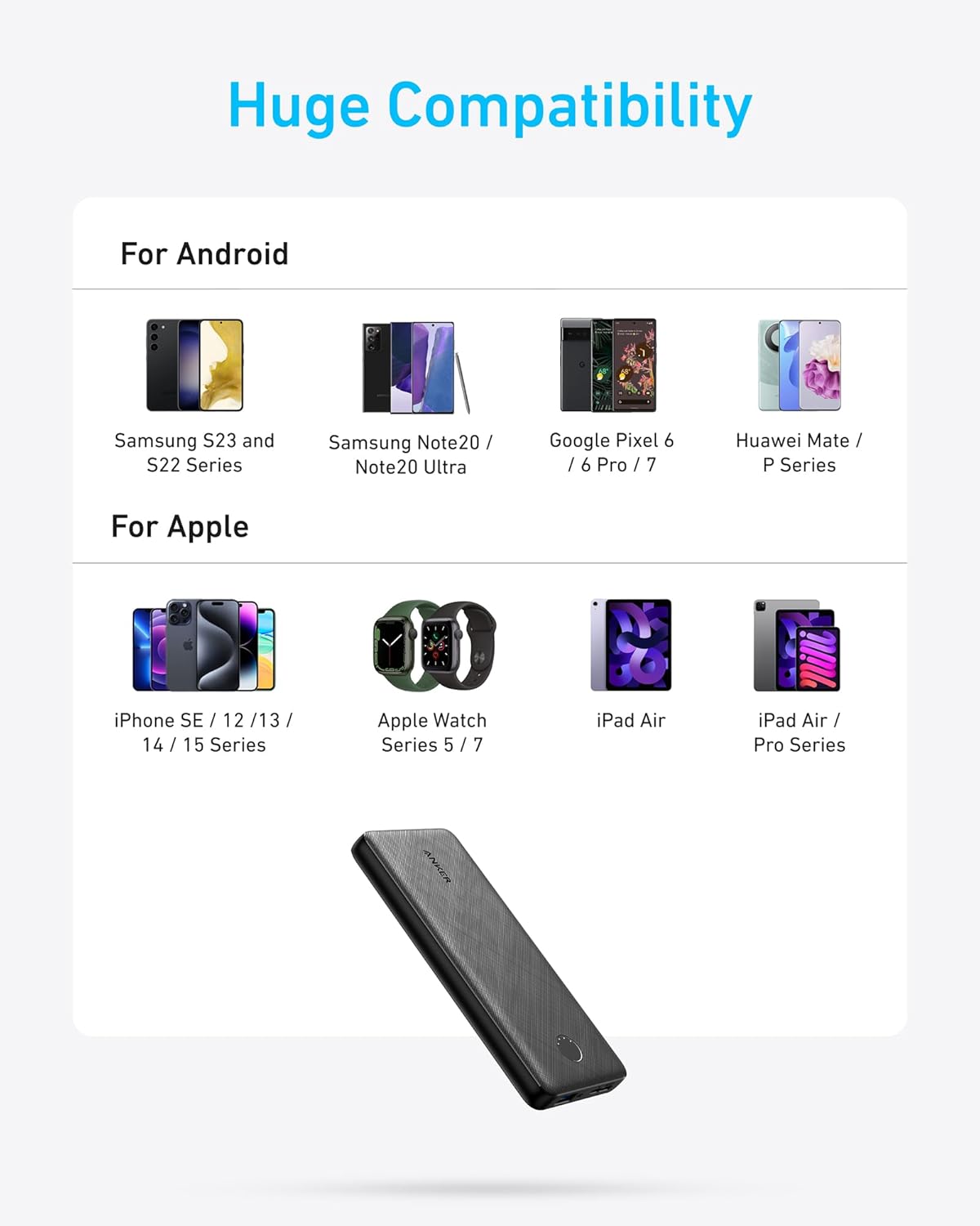 Anker Power Bank, Compact Portable Charger (PowerCore 10K) 10,000mAh Battery Pack with PowerIQ Charging Technology and USB-C for iPhone 17, iPad, Samsung Galaxy, Pixel, and More - Image 7