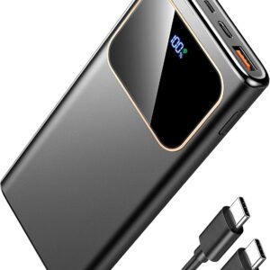 Power Bank Fast Charging 10000mAh, 22.5W Portable Charger USB C Input & Output Powerbank with LED Display, PD3.0 QC4.0 Phone Battery Pack for iPhone 17/16/15/14/13/12, Samsung, Android, More (Black)