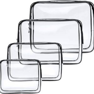 4-Pack Clear Wash & Makeup Bags TSA Approved Makeup Bags, PVC Waterproof Travel Wash Bags for Family, Men, Women (Largea, Medium, Small, Minimum)