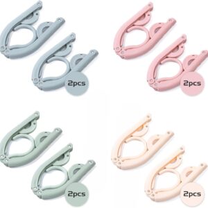 8pcs Folding Clothes Hangers, 4 Colors Travel Hangers Foldable Portable Plastic Clothes Coats Hangers Home Hotel Camping Holiday Travel Accessories Cruise Essentials (Green/Blue/Pink/Beige)
