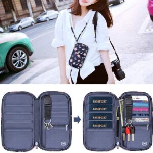 homchen RFID Blocking Travel Passport Wallet Holder, Document Organiser Case Credit Card Holders for Men and Women (Large Flamingo-RFID)