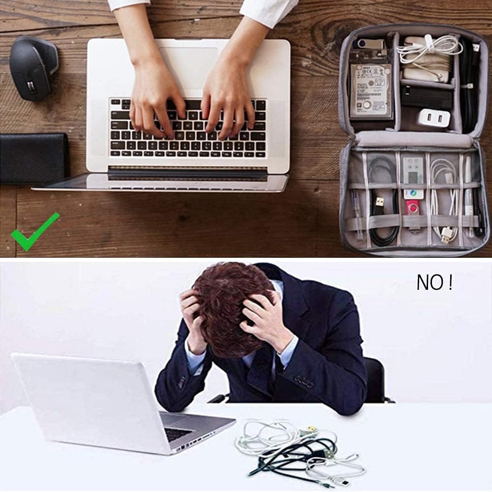 Electronic Organizer, Portable Travel Organizer Bag, Waterproof Electronics Accessories Storage Cases for iPad, Cables, Chargers, Hard Drive, Power Bank, Game Cards (Black) - Image 4