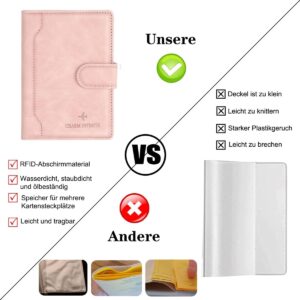 Toctax Passport Holder Cover, Leather RFID Travel Wallet Case Organiser with RFID Blocker, Passport Cover for Passport, Business Cards, Credit Cards, Boarding Passes (Pink)