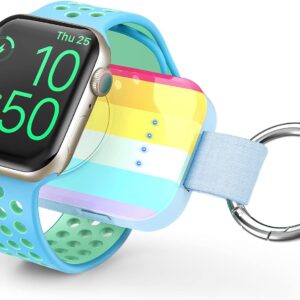 Portable Wireless Charger for Apple Watch Series 11,10,9,8,7,6,5,4,3,2,SE,Ultra 1/2/3,i.VALUX 1000mAh iWatch Charger, Compact Magnetic Keychain Power Bank, Travel Gadget 45/44/42/41/38/49mm(Rainbow)