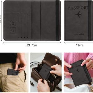 AOOSU Passport Holder Cover, PU Leather Passport Cover with RFID Blocking Travel Wallet, Portable Universal Travel Wallet Case Organiser for Money, Boarding Passes, Credit Cards Black