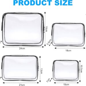 4-Pack Clear Wash & Makeup Bags TSA Approved Makeup Bags, PVC Waterproof Travel Wash Bags for Family, Men, Women (Largea, Medium, Small, Minimum)