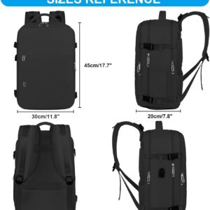 MIAOKE Travel Backpack, Waterproof Backpack, 31.5 L, with USB Charging Port, 10 Shoes Pockets and Compartment for 15.6 Inch Laptop