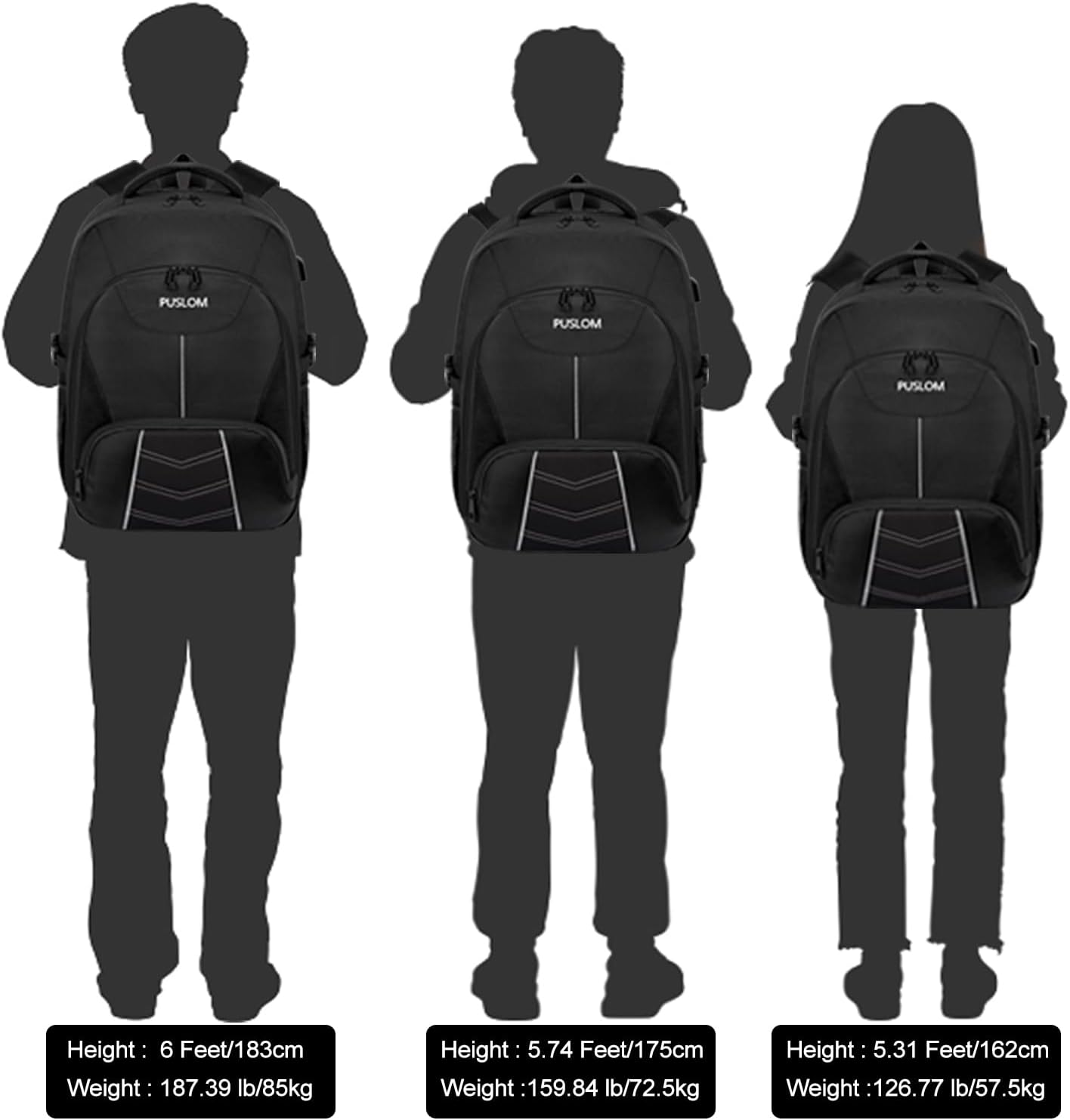 Extra Large Backpack 55L,18.4 Inch Travel Laptop Work Bag with USB Charging Port Big Business Flight Approved TSA Heavy Duty Computer Rucksack for Men Women College School,Black - Image 7