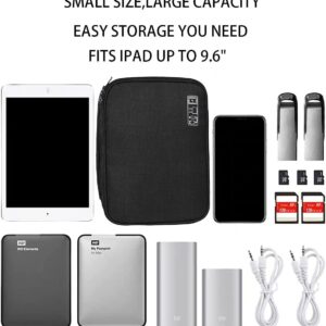 Travel Electronics Organizer, Waterproof Cable Organizer Bag for Electronic Accessories Double Layer Large Shockproof Cable Storage Bag for Cord, Power Bank, Tablet (Black)
