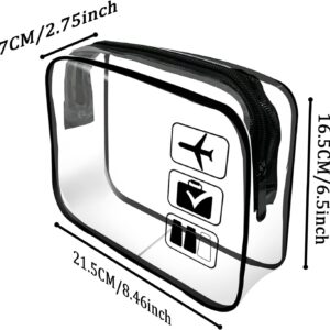 Clear Travel Toiletries Bag, 2 Pcs TSA Approved Toiletry Bag with Zippers Travel Accessories Portable Waterproof Cosmetic Clear Makeup Bag for Women and Men (Black)