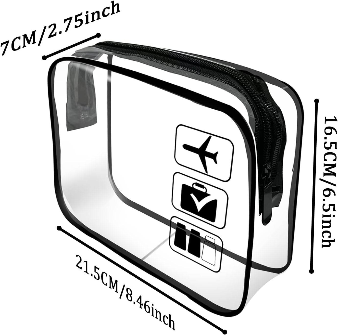 Clear Travel Toiletries Bag, 2 Pcs TSA Approved Toiletry Bag with Zippers Travel Accessories Portable Waterproof Cosmetic Clear Makeup Bag for Women and Men (Black) - Image 2