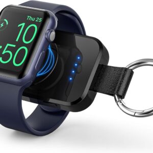 Portable Wireless Charger for Apple Watch Series 11,10,9,8,7,6,5,4,3,2,SE,Ultra 1/2/3,i.VALUX 1000mAh iWatch Charger Magnetic Keychain Power Bank, Travel Apple Watch Accessories 45/44/42/49mm(Black)