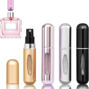 4PCS 5ml Perfume Atomiser Refillable Bottles Portable Mini Spray Travel Bottle Easy to Refill Empty Atomizer Bottle for Purse Handbag Pocket Luggage,Bright Color