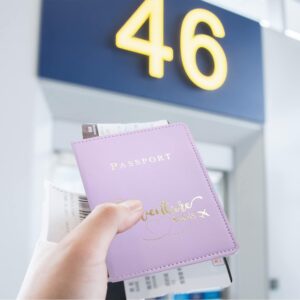 ALLY-MAGIC Passport Holder Cover, PU Leather Passport Cover Case Organiser with Wallet for Credit Card, Money, Business Cards, Passports, Boarding Passes for Women MenY7CSHZJ (Purple)