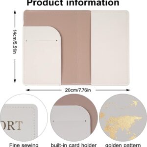 Firtink 2 Pcs Passport Holder, PU Leather Passport Cover, Travel Wallet Case Organiser for Passport, Ticket, Boarding Pass, Business Card, Credit Card (White, Black)