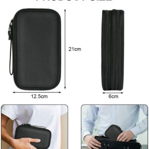 External Hard Drive Case, Universal Cable Organiser With Inner Compartments and Mesh Pockets, Portable Electronics Accessories Bag, Black Travel Carrying Case (L)