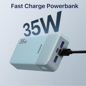 JUOVI J2651 Portable Charge, 35W 20000mAh USB C In & Out Power Bank, Battery Pack with QC3.0+PD3.0 35W High-Speed Charging for Bluetooth Earbud, Mobile Phone, Tablet (Blue)