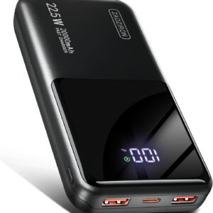 Portable Charger 20000mAh 22.5W Power Bank PD20W Fast Charging PD3.0 QC4.0 USB C Outputs & Inputs PowerBank With LCD Display For Smartphones, Smartwatches, Outdoor Equipment, etc.