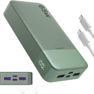 JUOVI Portable Charger 65W Power Bank 20000mAh Compact USB C Laptop Power Bank Fast Charging Battery Pack for Laptop MacBook Dell XPS iPad Tablet Steam Deck iPhone Series Samsung Switch