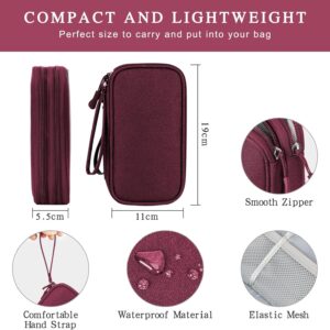 Simpolor Cable Organiser Bag, Double-Layer Electronics Accessories Bag Organiser for Cables, Universal Carry Travel Gadget Bag for Cables, Power Bank, USB Drive, Charger Hard Disk (A-Wine Red)