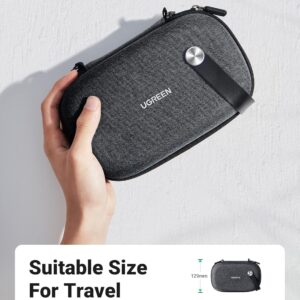 UGREEN Travel Accessories Bag, Portable Cable Organiser Travel Electronics Organiser Small Gadget Cable Bag Pouch, Hard Case for Charger Adapter Power Bank Hard Drive(Black)