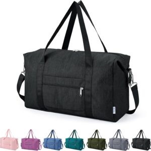 Narwey for Easyjet Cabin Bag 45x36x20 New Easyjet Underseat Bag Foldable Hospital Travel Duffel Carry on Luggage Weekend Overnight Holdall Bags for Women and Men 25L (Black)