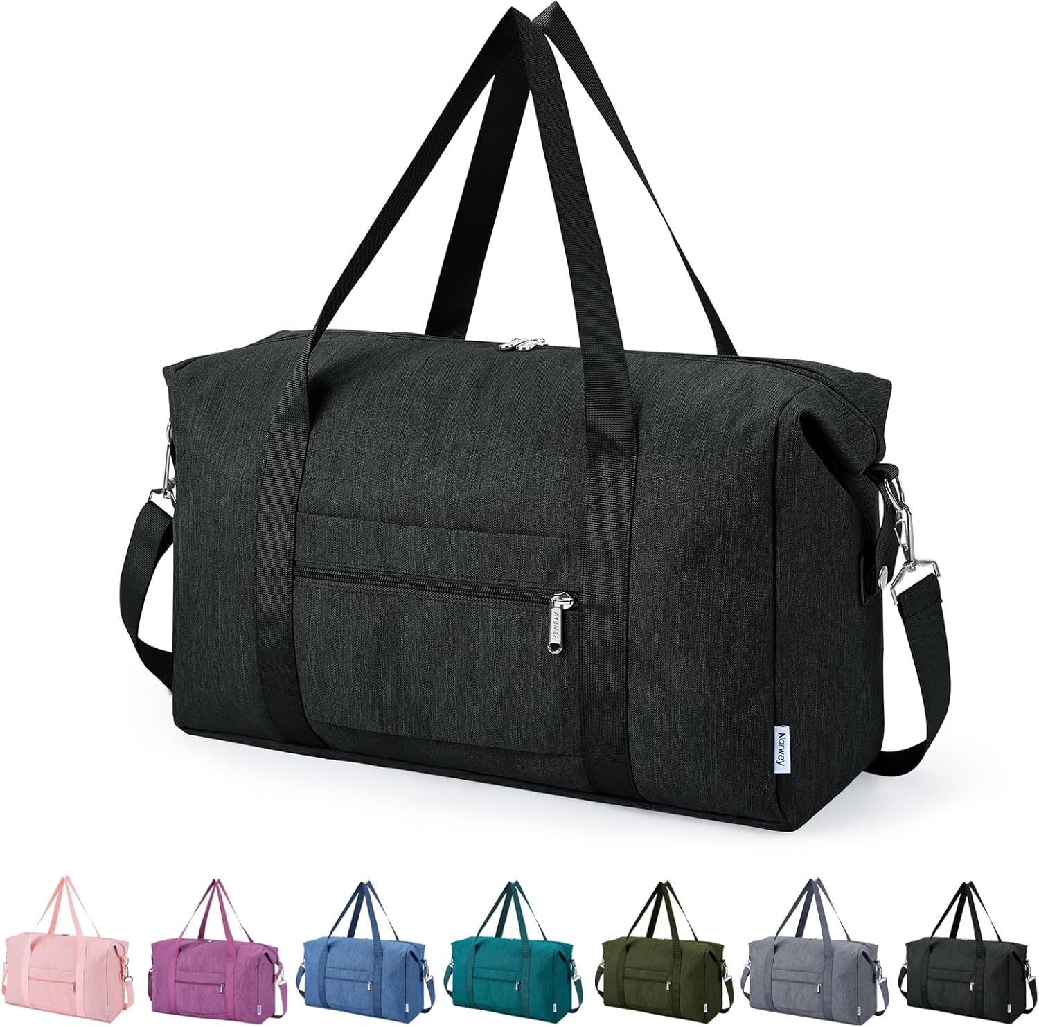 Narwey for Easyjet Cabin Bag 45x36x20 New Easyjet Underseat Bag Foldable Hospital Travel Duffel Carry on Luggage Weekend Overnight Holdall Bags for Women and Men 25L (Black)