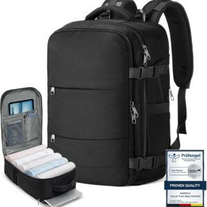 Samfolk Cabin Bags for Ryanair 40x20x25 Underseat Travel Bag 12 Pockets Hand Luggage Bag Cabin Bag with Separate Shoe Pocket for Women & Men Carry on Bag, 20L (black, 40x20x25)