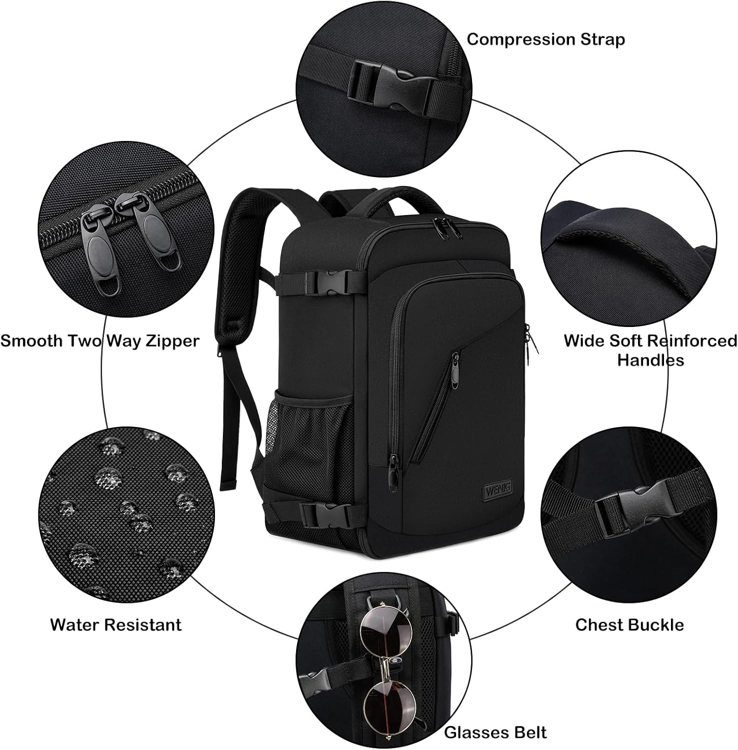 Cabin Bags 40x20x25 for Ryanair Underseat 20L Small Travel Hand Luggage Backpack Carry-ons Bag Cabin Size for Airplanes Flight Bag Travel Rucksack Fit 14 Inch Laptop with USB Charging Port-Black - Image 5