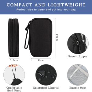 Simpolor Cable Organiser Bag, Double-Layer Electronics Accessories Bag Organiser for Cables, Universal Carry Travel Gadget Bag for Cables, Power Bank, USB Drive, Charger Hard Disk – Black