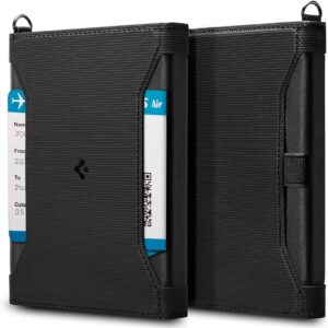 Spigen Passport Holder Travel Wallet, Passport Cover with RFID Signal Blocking Compatible with Most Passport Sizes – Black