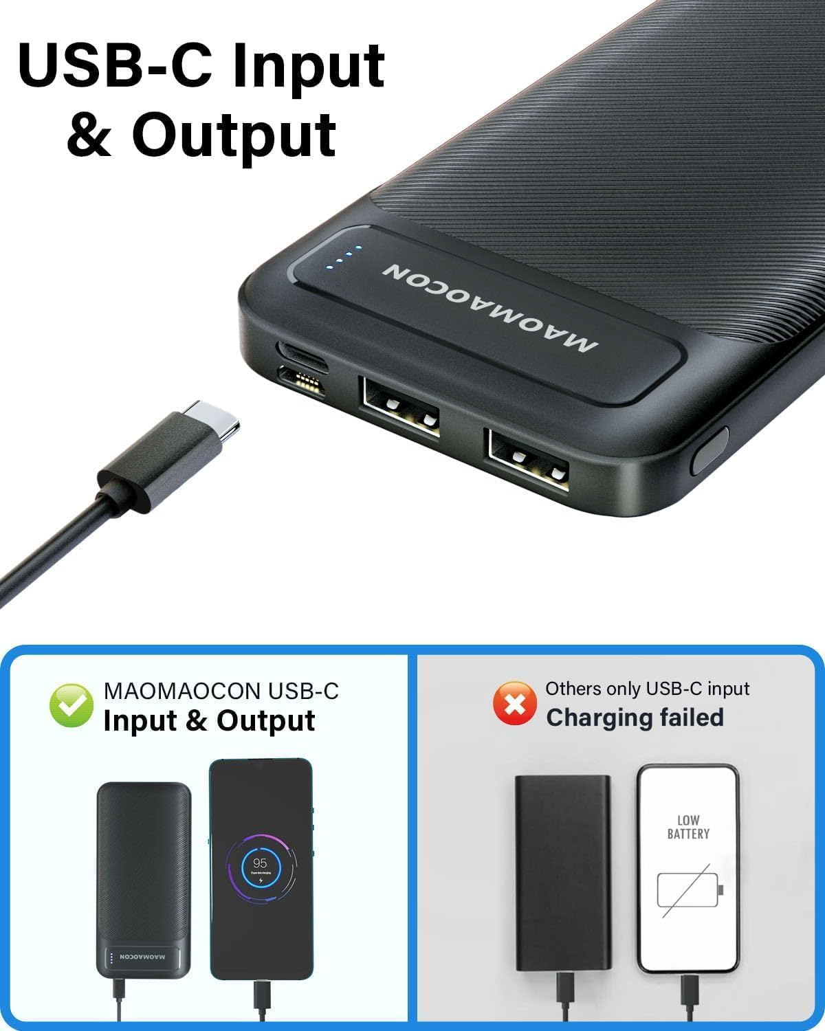 MAOMAOCON 2 Pack Power Bank 10600mAh powerbank Fast Charging PD20W USB C PowerBank Portable Charger Output and Input for Smartphones, Tablets and more - Image 2