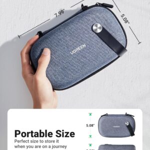 UGREEN Travel Accessories Bag, Portable Cable Organiser Travel Electronics Organiser Small Gadget Cable Bag Pouch, Hard Case for Charger Adapter Power Bank Hard Drive(Grey)