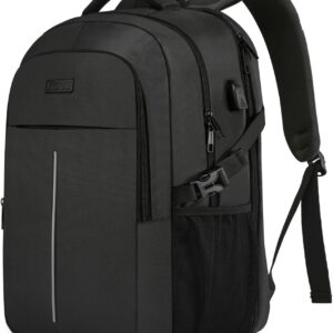 Extra Large Backpack for Men 50L,Water Resistant 17Inch Travel Laptop Work bag with USB Charging Port Anti Theft Big Business TSA Approved Computer Rucksack Women College School,Black