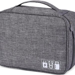 Megcdtr Electronic Organizer, Travel Cable Organiser Bag, Universal Carry Travel Gadget Bag, Waterproof Electronics Accessories Storage Case for iPad Cables Chargers Hard Drive Power Bank (Grey)