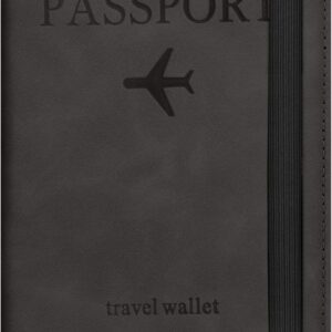AOOSU Passport Holder Cover, PU Leather Passport Cover with RFID Blocking Travel Wallet, Portable Universal Travel Wallet Case Organiser for Money, Boarding Passes, Credit Cards Black
