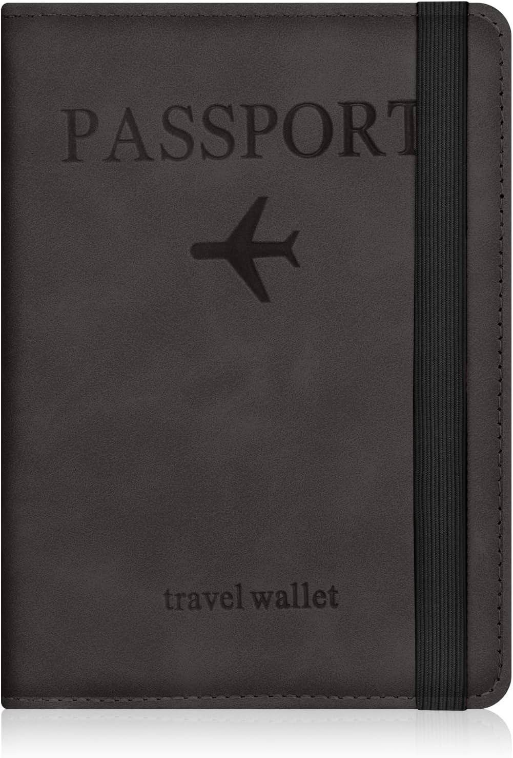 AOOSU Passport Holder Cover, PU Leather Passport Cover with RFID Blocking Travel Wallet, Portable Universal Travel Wallet Case Organiser for Money, Boarding Passes, Credit Cards Black