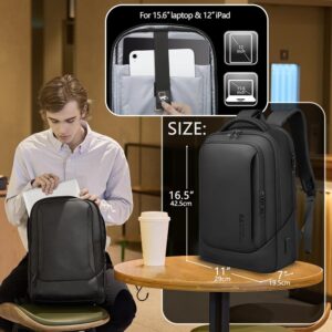 Mens Business Laptop Backpack for 15.6 Inch Large Rucksack with Charging Port Computer Work Bag Durable Anti-Theft Lightweight Laptop Bag Water-Resistant Casual Daypack for Travel Office College-Black