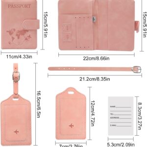 Weniubit Passport Cover and Suitcase Tag Set, Faux Leather Passport Covers with Suitcase Tag, Air Travel, Passport Cover for Passports, Boarding Passes, Credit Cards and Travel Documents (Pink)