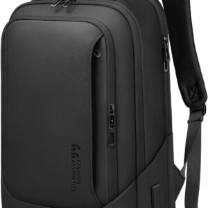Mens Business Laptop Backpack for 15.6 Inch Large Rucksack with Charging Port Computer Work Bag Durable Anti-Theft Lightweight Laptop Bag Water-Resistant Casual Daypack for Travel Office College-Black