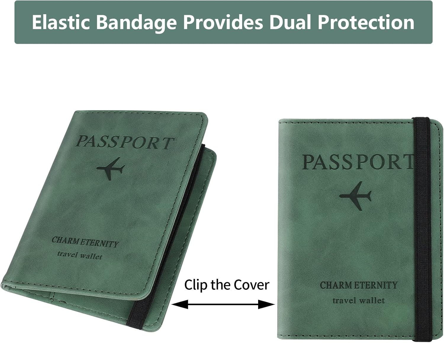 Cooja Passport Holder Cover Travel Wallet Organiser, Passport Case with RFID Blocking, PU Leather Travel Document Holder for Men&Women Travel Accessories (Green) - Image 6