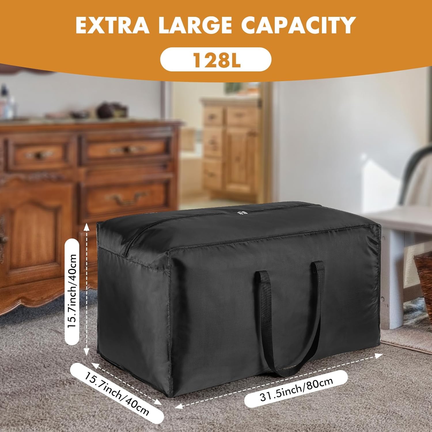 4 Pack Large Heavy Duty Travel Bag, Foldable Gym Bag, Sports Bag, Strong 600D Oxford Duffle Bags, Lightweight Waterproof Tote Bag, Weekend Holdall Bag, 128L (128L) - Image 3