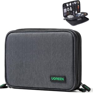 UGREEN Travel Accessories, Portable Bag Electronics Organiser Large Capacity Tech Pouch Compatible with Small Gadget USB Charging Cable Charger Adapter Power Bank Hard Drive SD Card(M)