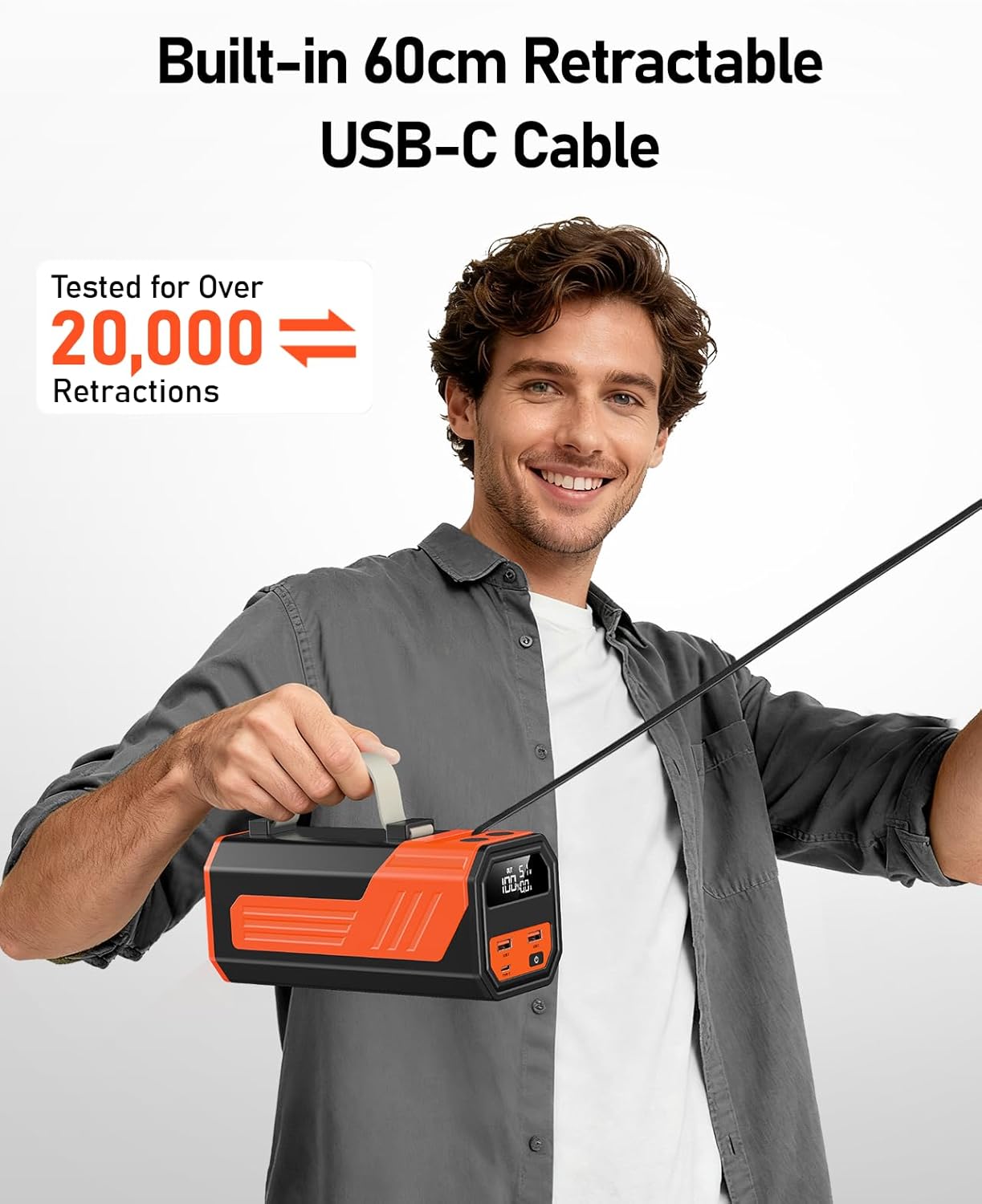 PowerBank 80,000 mAh 100 W Fast Charging Function, Large Power Bank, USB C with Cable, Portable External Battery Compatible with iPhone, Tablets, iPad, Samsung (Yellow) - Image 2