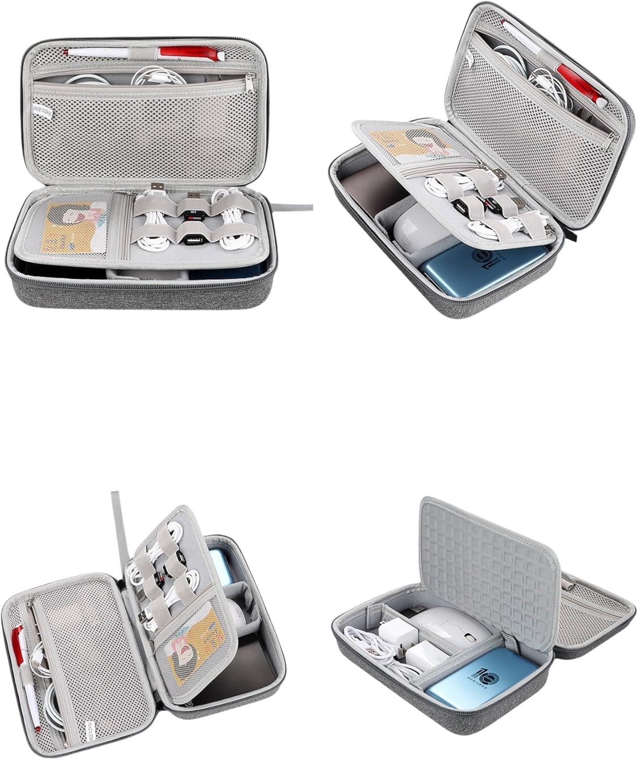 Hard Electronics Travel Organizer Case for MacBook Chargers & Storage Flash Hard Drives - Waterproof Shockproof 2-Layer Design Holds Power Bank Mouse and Cables (Black) - Image 2