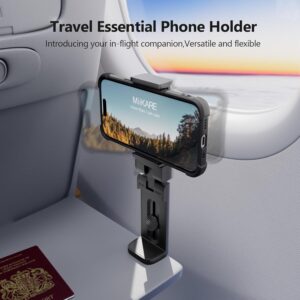MiiKARE Portable Airplane Phone Holder 360° Rotation Phone Holder for Plane,Hands-Free Travel Essentials for Flying,Foldable Pocket-size Phone Stand Holiday Essentials Compatible iPhone&Android,Black